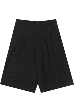 SONG FOR THE MUTE Pantalones cortos "Black" con margaritas bordadas