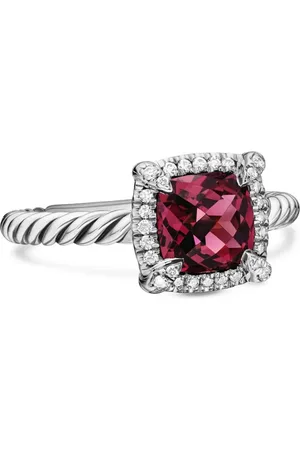 David Yurman Anillo Petite Chatelaine de 7 mm en plata de ley con diamante y granate