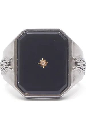 Maison Margiela Anillo de sello esmaltado con strass