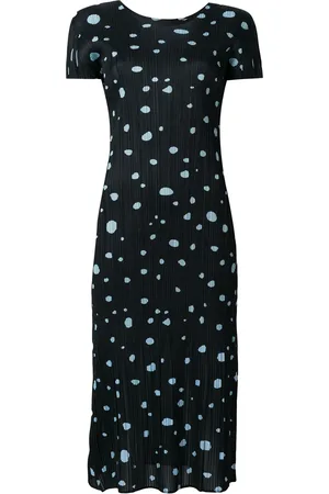Issey Miyake Vestido plisado con lunares