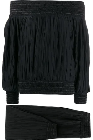 Issey Miyake Set de top y pantalones con diseño fruncido 1970