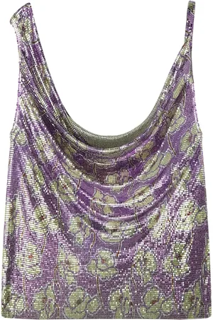 VERSACE Top de malla con cuello drapeado