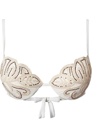 Twin-Set Top de bikini con bordado y apliques de strass
