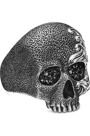 David Yurman Anillo Waves Skull de 24 mm en plata de ley con diamantes