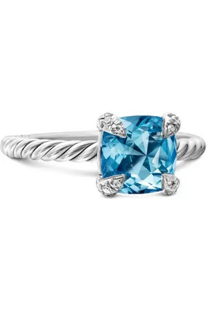 David Yurman Anillo Chatelaine de 8 mm en plata de ley con diamante y topacio