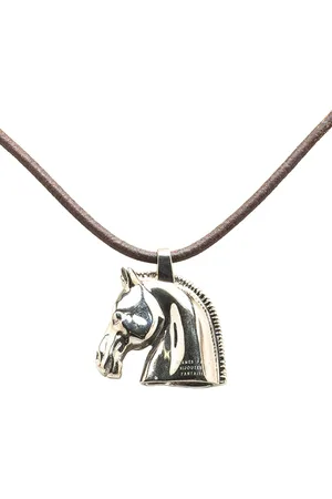 Hermès Collar con colgante Horse Head bañado en paladio 20st Century