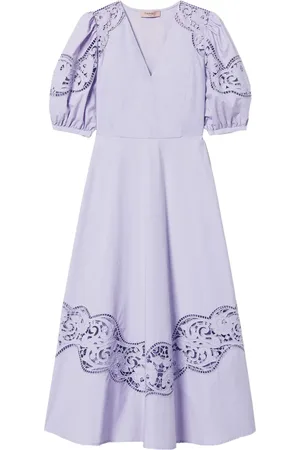Twin-Set Vestido de punto calado midi