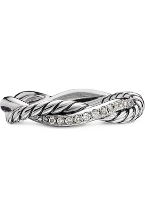 David Yurman Anillo Petite Infinity de 4 mm en plata de ley con banda de diamantes