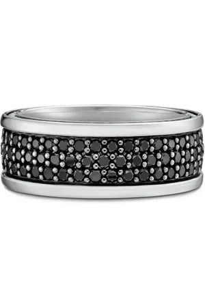 David Yurman Anillo Streamline Three Row en plata de ley con diamantes y banda de 8.5 mm