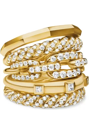 David Yurman Anillo Stax Five Row de 21 mm en oro amarillo de 18 ct con diamantes