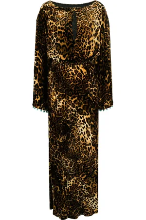 Roberto Cavalli Vestido largo con estampado de leopardo