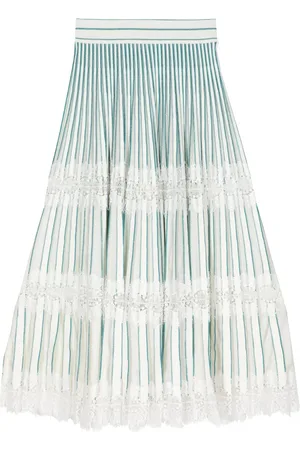Elie saab Falda midi plisada con encaje