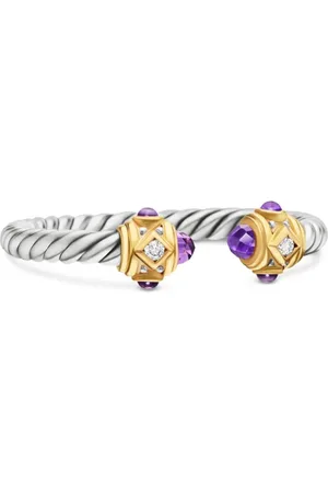 David Yurman Anillo Renaissance de 2.3 mm en oro amarillo de 18 ct y plata de ley con diamante y amatista