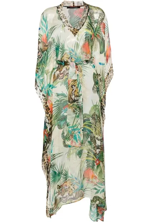 Roberto Cavalli Vestido largo con estampado botánico