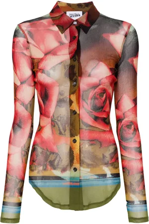 Jean Paul Gaultier Camisa con estampado de rosas