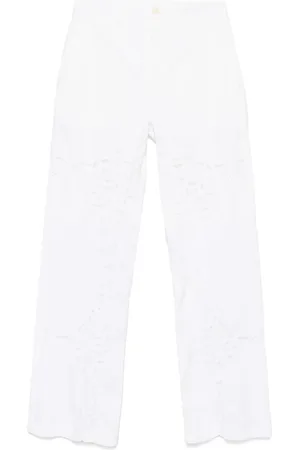 Marine Serre Pantalones con panel de encaje