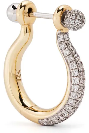 Rainbow K Pendientes de aro Ball pequeños en oro amarillo y blanco de 14 ct con diamantes