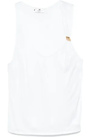 Elisabetta Franchi Top de tirantes con logo enjoyado