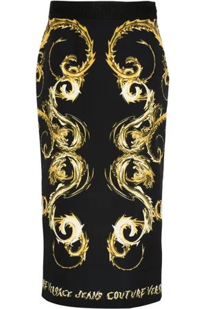 VERSACE Falda midi con estampado Watercolour Couture