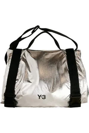 Y-3 Bolso de mano con efecto metalizado
