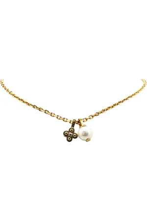 LOUIS VUITTON Collar Damier Monogram bañado en oro con charm de perla artificial 2014