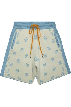 Rhude Pantalones cortos de punto Banco "Stone Blue/Ivory"