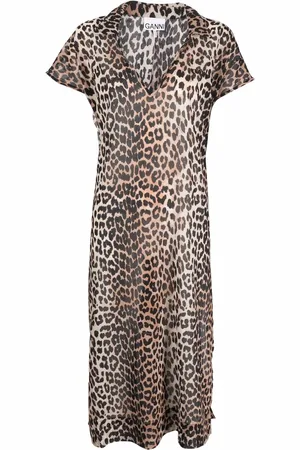 Ganni Vestido con estampado de leopardo