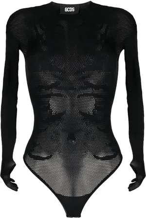 GCDS Body de malla con estampado Zebra
