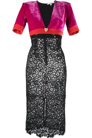 Roberto Cavalli Vestido de terciopelo y encaje