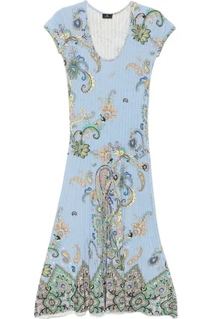 Etro Vestido midi con motivo de cachemira