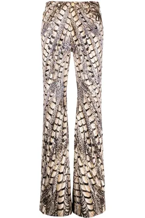 Roberto Cavalli Pantalón acampanado con estampado Falcon y lentejuelas