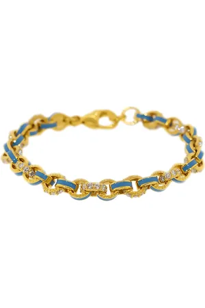 BUDDHA MAMA Pulsera en oro amarillo de 20kt con diamante en pavé y esmalte