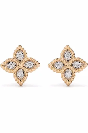 Roberto Coin Pendientes Princess Flower en oro amarillo de 18 ct con diamante