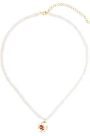 ESHVI Collar con perlas y colgante de cangrejo