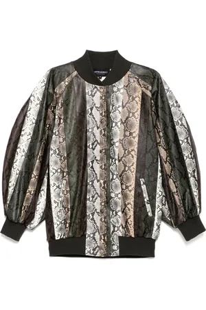 Cynthia Rowley Chaqueta bómber con efecto de piel de serpiente en relieve