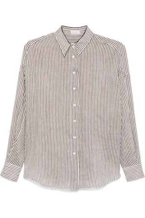 Brunello Cucinelli Camisa de organza a rayas