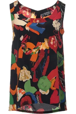 CHANEL Camiseta de tirantes con estampado floral