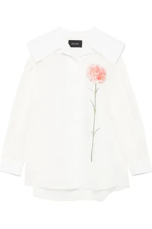 Simone Rocha Camisa con estampado de clavel y cuello marinero