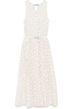 Twin-Set Vestido largo con bordado inglés