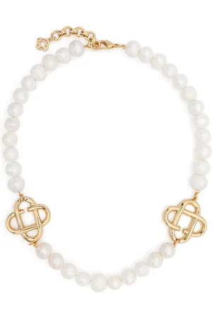 Casablanca Collar de perlas mediano con logo