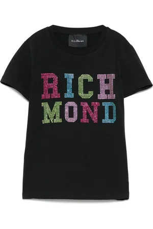 John Richmond Camiseta con logo de cristales