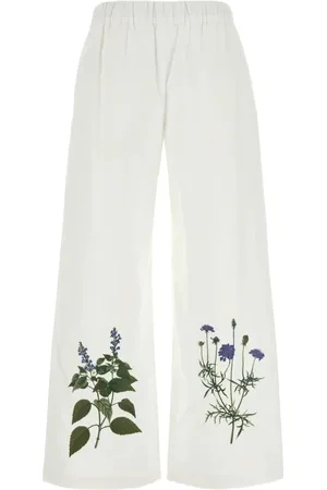 Max Mara Pantalones anchos Volante con bordado floral
