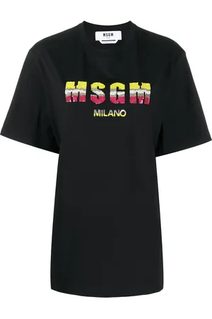 Msgm Camiseta con logo con lentejuelas