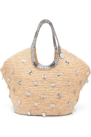 Paco rabanne Cesta de rafia grande con logo
