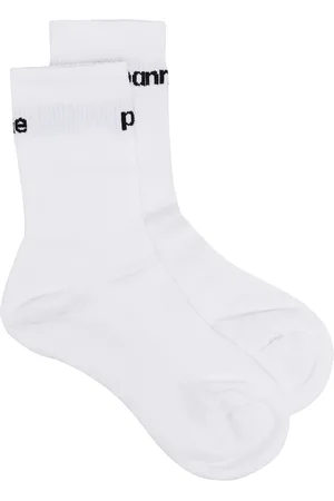 Paco rabanne Calcetines de canalé con logo en intarsia