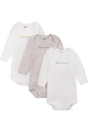 Petit Bateau Pack de tres bodies de algodón orgánico