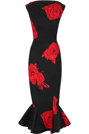 Marni Vestido estilo sirena con rosa estampada