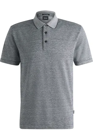 HUGO BOSS Polo de lino de manga corta