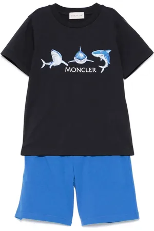 Moncler Set de camiseta y bermudas con tiburón estampado