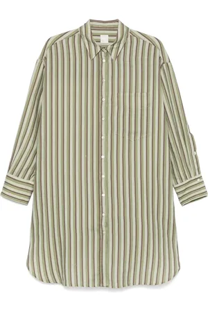 120% Lino Vestido camisero a rayas